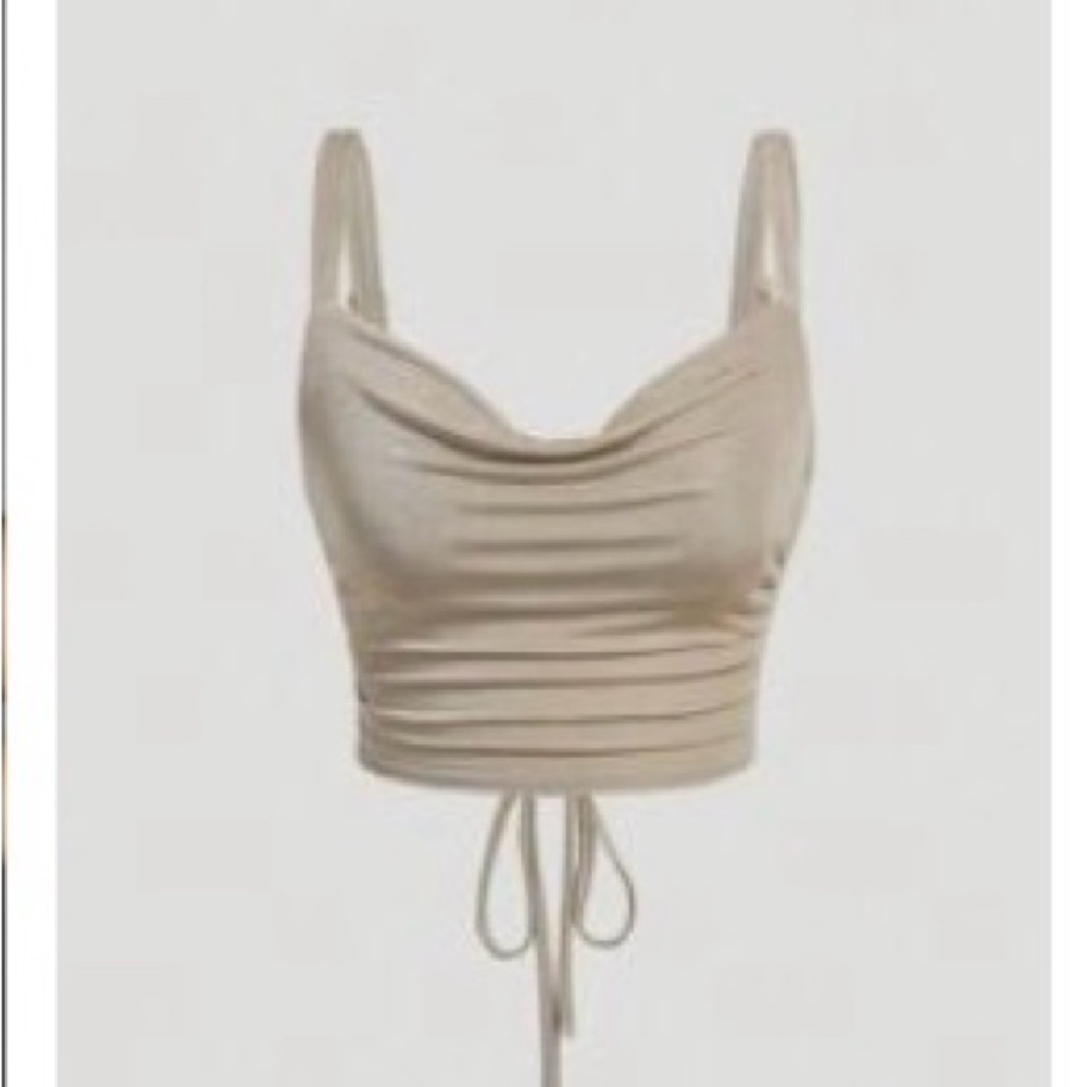 SHEIN Cream Ruched Tank Top